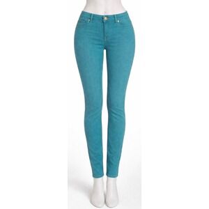 Michael Kors Womens Teal Blue Skinny Jeans Size 12 Mid Rise Stretch Denim